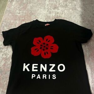 Kenzo Kids Black Tee with Red Floral Design
